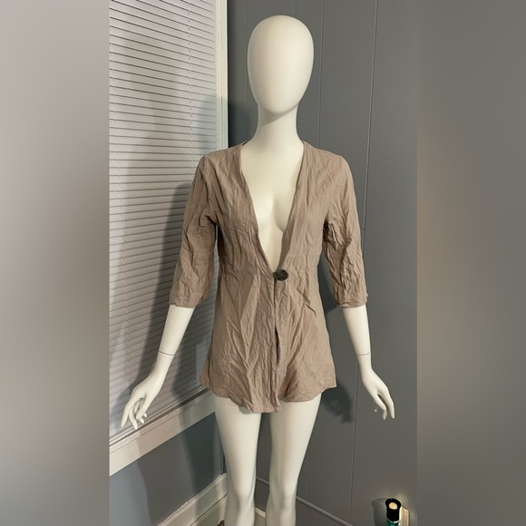 Soft Surroundings Sweaters - Soft Surroundings Benedetta Gauze Topper Cardigan  Tan Size PS Button Cotton